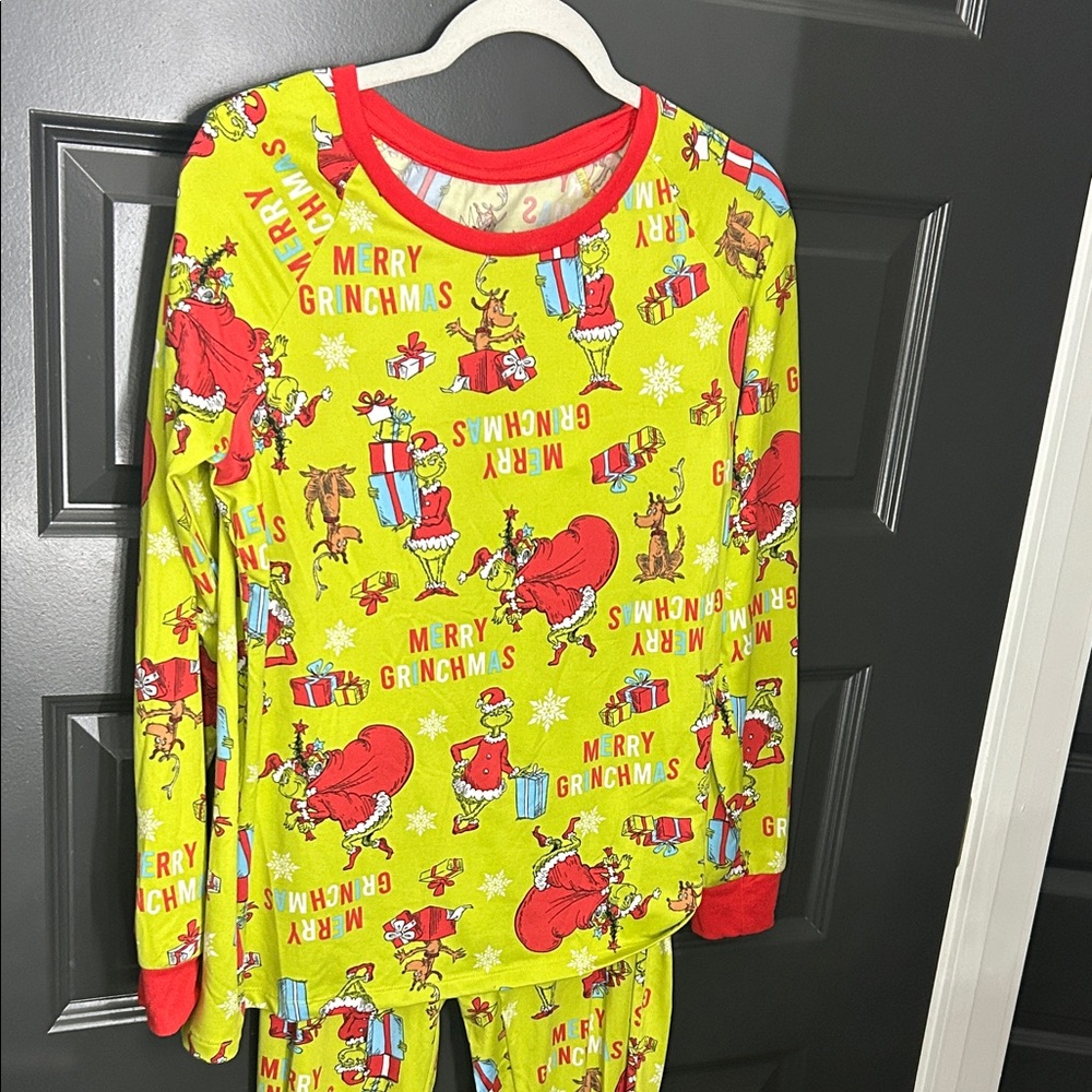 Merry Grinchmas Kids Pajamas - Yellow and Red